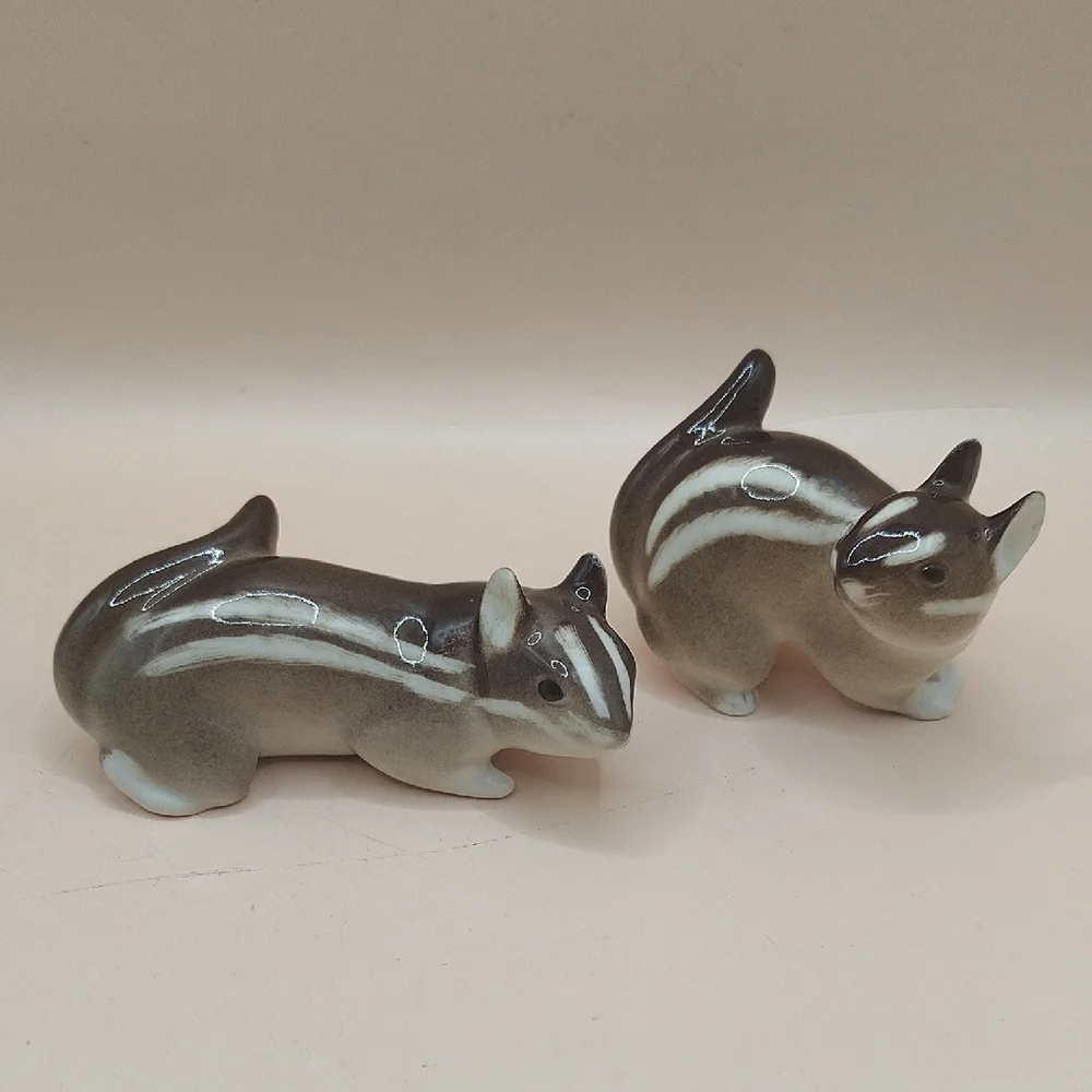 Vintage Lomonosov Soviet Imperial Porcelain Pair Of CHIPMUNK Figures USSR/RUSSIA - Picture 1 of 6